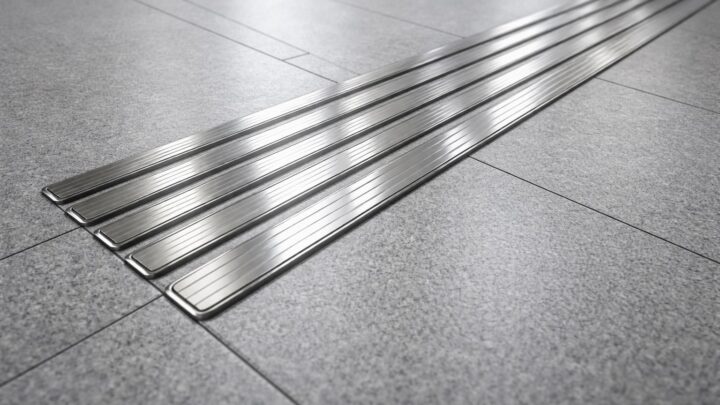 découvrez les couleurs et textures des bandes de guidage pmr en inox, alliant fonctionnalité et design moderne pour un environnement accessible et esthétique.