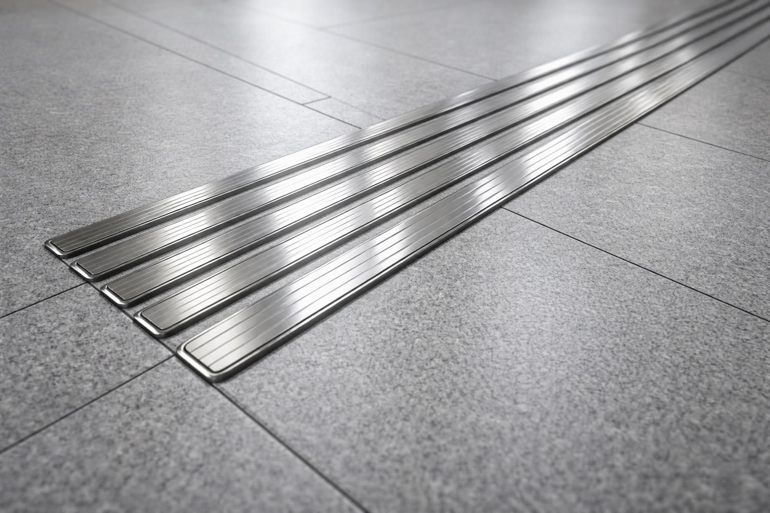 découvrez les couleurs et textures des bandes de guidage pmr en inox, alliant fonctionnalité et design moderne pour un environnement accessible et esthétique.